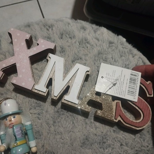 Nutcracker pink and wooden decorations like new, xmas pack