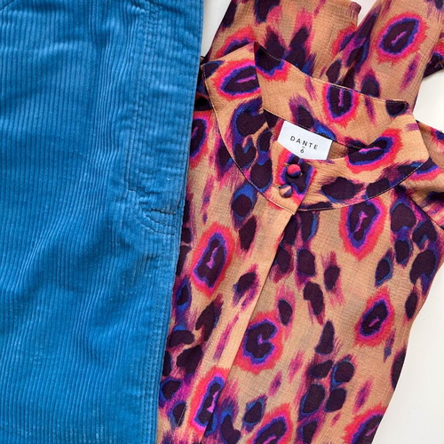 Arket blue skirt and Dante 6 colorful blouse like new