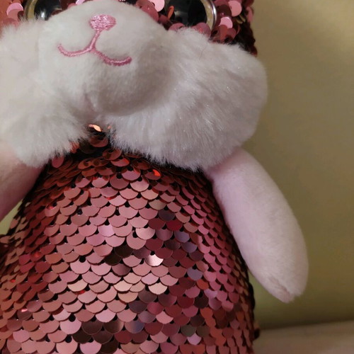 Plush bunny with color-changing sequins, 24 cm