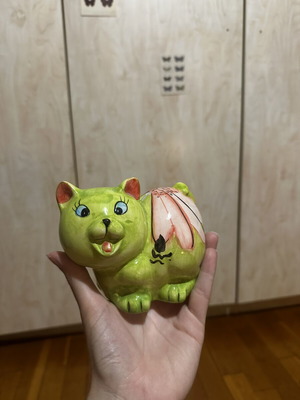 Glass Cat Piggy Bank like new