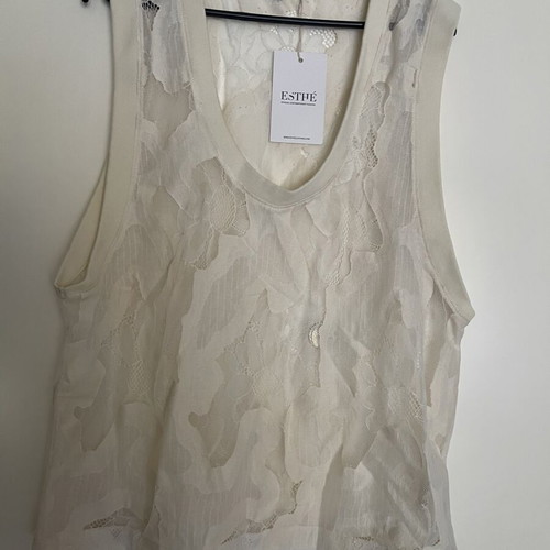 Oversized sleeveless blouse new, beige, fits larger sizes