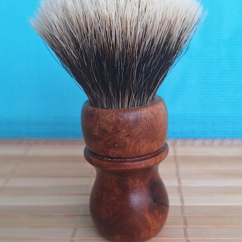 Elite Razor Amboyna Burl Shaving Brush like new, handmade USA