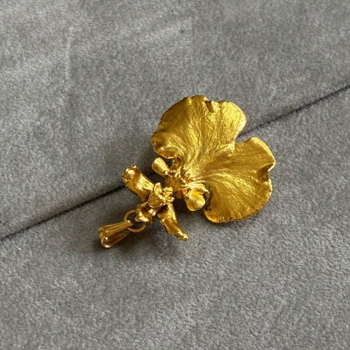 Vintage IRIS gold-plated orchid pin and pendant used
