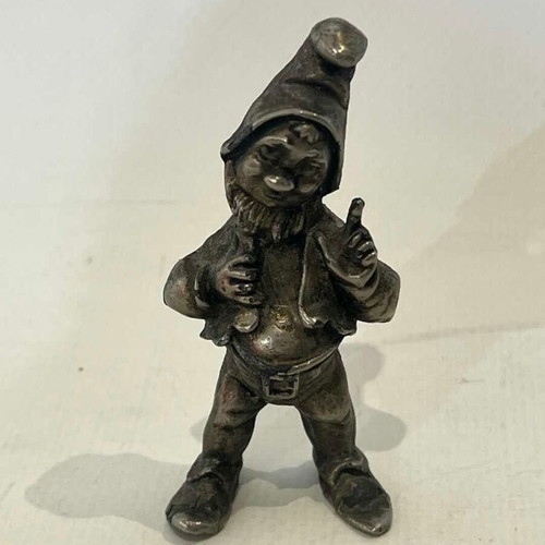 Vintage Pewter Gnome Miniature used 6.5x3 cm