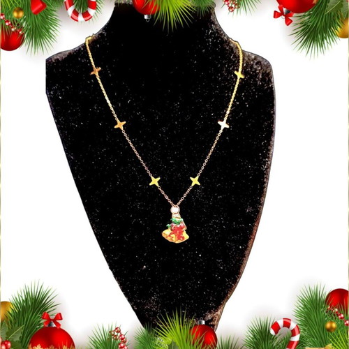 Handmade 2026 lucky charm necklace with bells and steel chain with stars