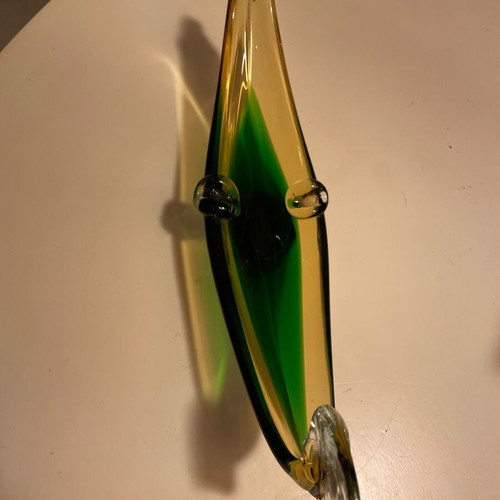 Decorative gondola Murano 1960 like new, green and yellow