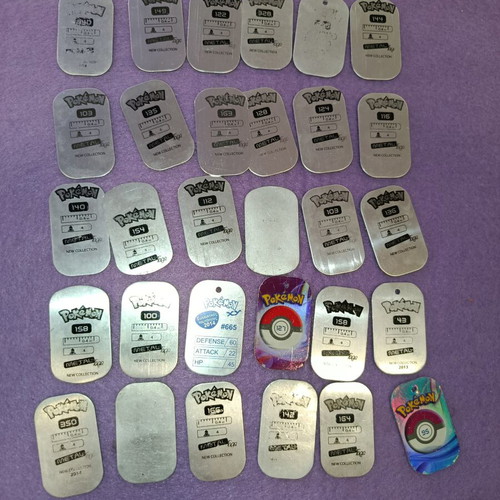 Pokemon metal tags used, set of 30 bootleg 2013-2014