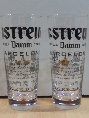 Estrella Damm μπίρα σετ δύο διαφημιστικών ποτηριών 275ml μεταχειρισμένο