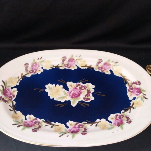 Vintage Furstenberg Germany serving platter with metal base