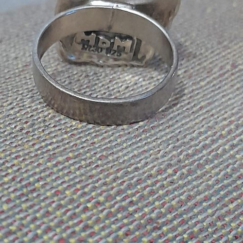 Ring with agate stone, new, sterling silver artisan vintage