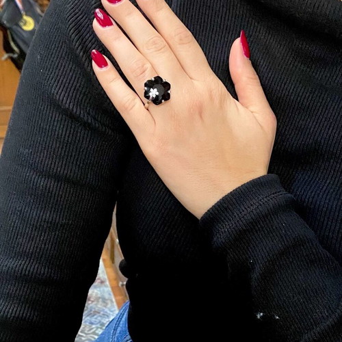 Silver ring size 16 with large sapphire and 6 sparkling Swarovski like new