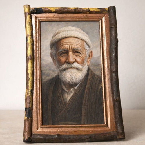 Handmade photo frame new with plane tree branches