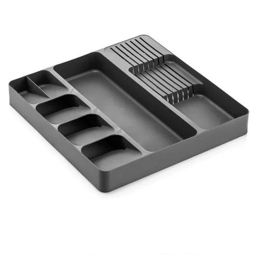Plastic Drawer Organizer with 8 Compartments, Gray, 39.5x38.5x5.5 cm