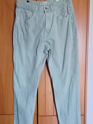 Denim mom style pants new, mint color, size 44/2XL