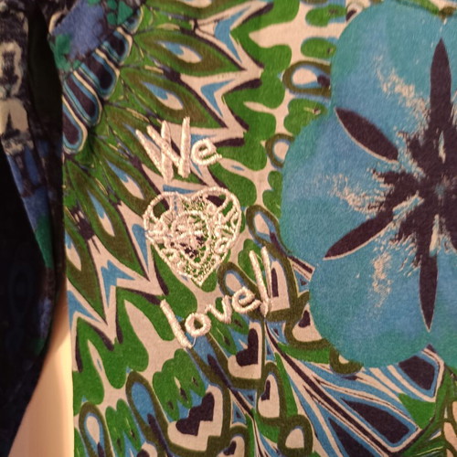 Desigual women's long-sleeve blouse like new, blue floral boho
