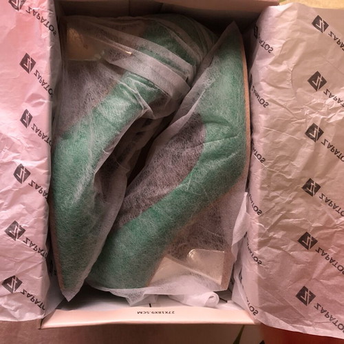 Zapatos Green High Heels New, 8 cm Pyramid Heel