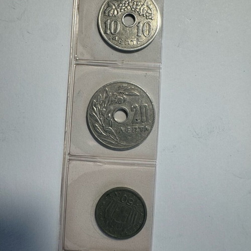 Drachma coins 1959 used, Pavlos, 10, 20, 50 lepta and 1, 2, 10 drachmas