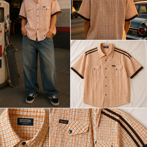 Scotch & Soda Short-Sleeved Check Shirt – Western-Inspired