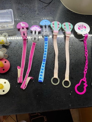 Set with clips and unused BIBS, Philips Avent, MAM pacifiers and teether