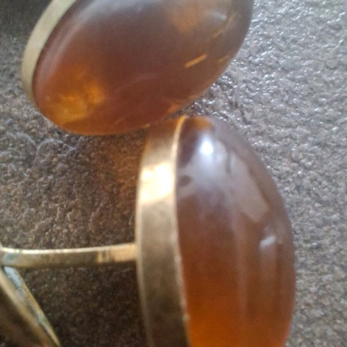 Gold-Plated Amber Cufflinks Used with Real Amber