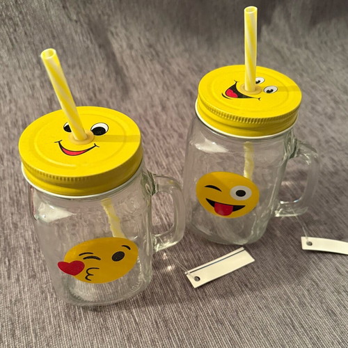Glasses with straw new, set of 2 pieces