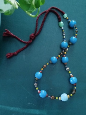 Berber old Moroccan ethnic necklace, turquoise beads, 70cm