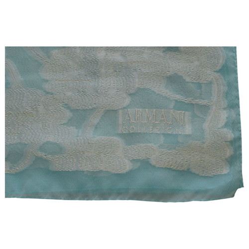 Armani Collezioni Blue Floral Sheer Scarf Large Size, Like New