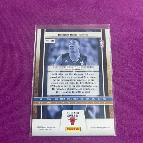 Panini Season Update Derrick Rose All Star 2009-10 card like new