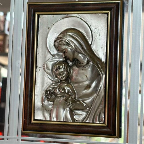Hanging religious icon used with wooden frame and mirror 40x35