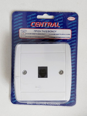 Central RJ11 πρίζα τηλεφώνου καινούργια, χωνευτή μονή 6P4C