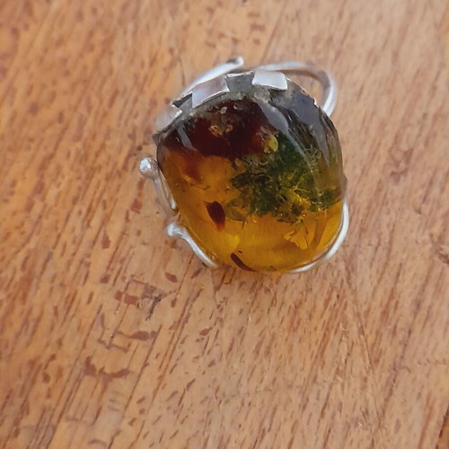 Silver ring handmade 925 resin new