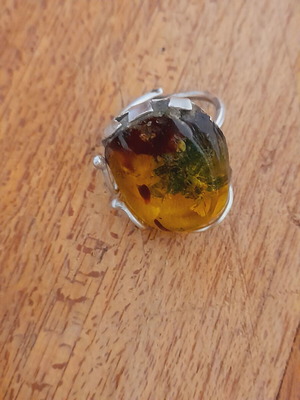 Silver ring handmade 925 resin new