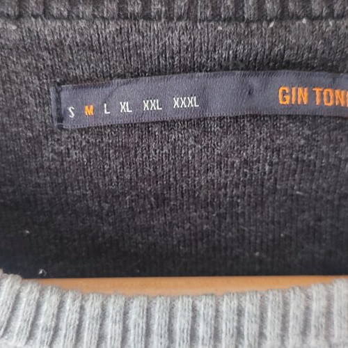 Gin tonic knitted long-sleeve sweater, gray, size M