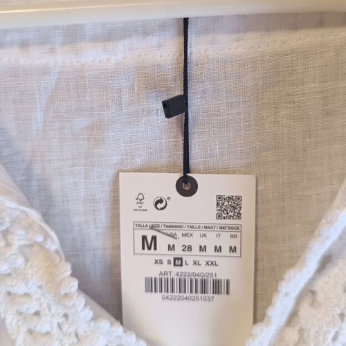 Zara linen blouse, white, size M
