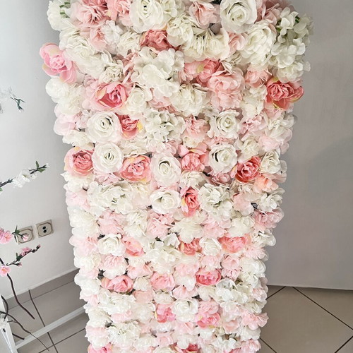 Arch with artificial flowers 60 x 150 cm new, white and pink