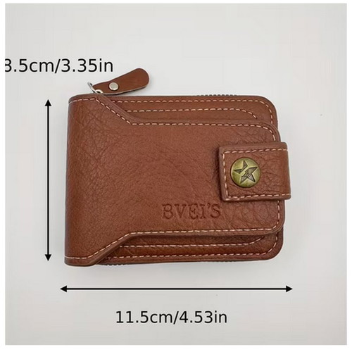 Men's black wallet new with zipper and compartments for cards and coins