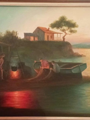 Christos Brikman Oil Painting new with large frame 60x110