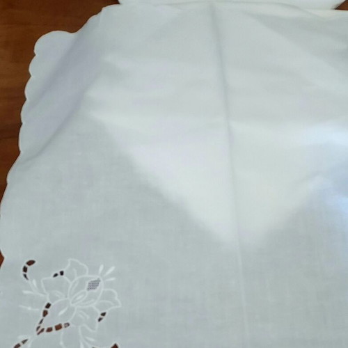 Table napkins used, set of 12, cotton or linen with cutwork embroidery