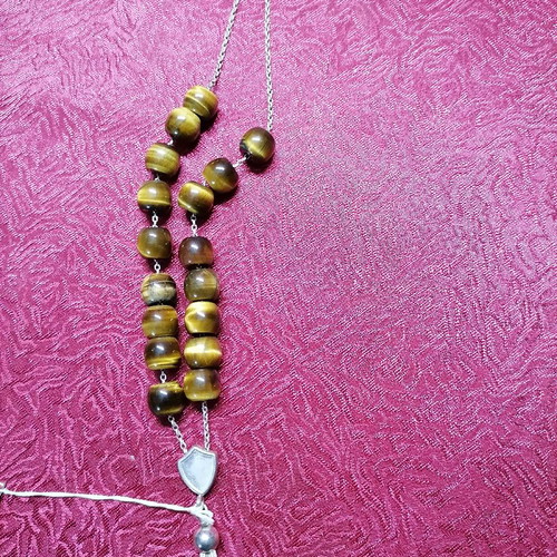 Worry beads new silver 925 with tiger's eye semi-precious stones