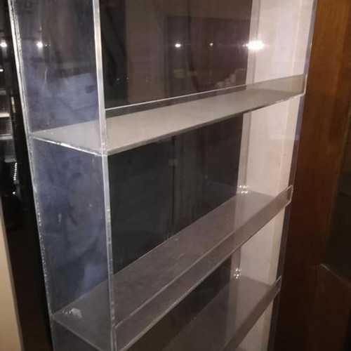 Plexiglass Stand used, transparent shelving unit 2m height