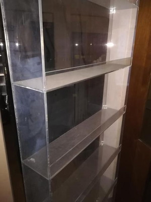 Plexiglass Stand used, transparent shelving unit 2m height