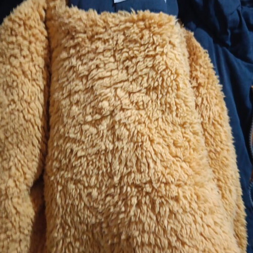 Children's jacket with fur, like new, blue, ages 9-10