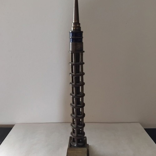 Cairo Tower vintage souvenir used, brass miniature from 1960s