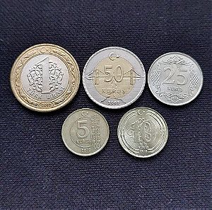 ΤΟΥΡΚΊΑ. 5 νομίσματα, όλα μαζί πακέτο 1 ευρώ.