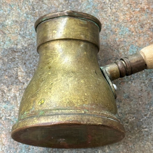 Old Turkish brass cezve with wooden handle like new