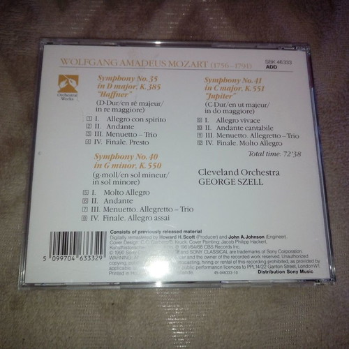 Mozart Symphonies Sony Essential Classics CD like new, classical