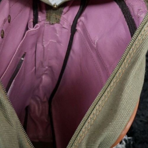 JK Leather backpack used, khaki canvas with leather details
