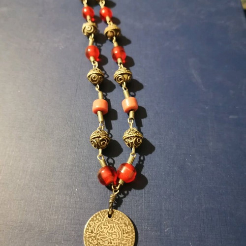Vintage Moroccan silver necklace with coin used