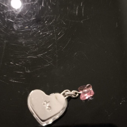 Swarovski heart pendant like new with engraved swan
