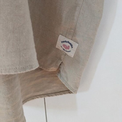 Funky Buddha men's linen shirt new, beige, XXL